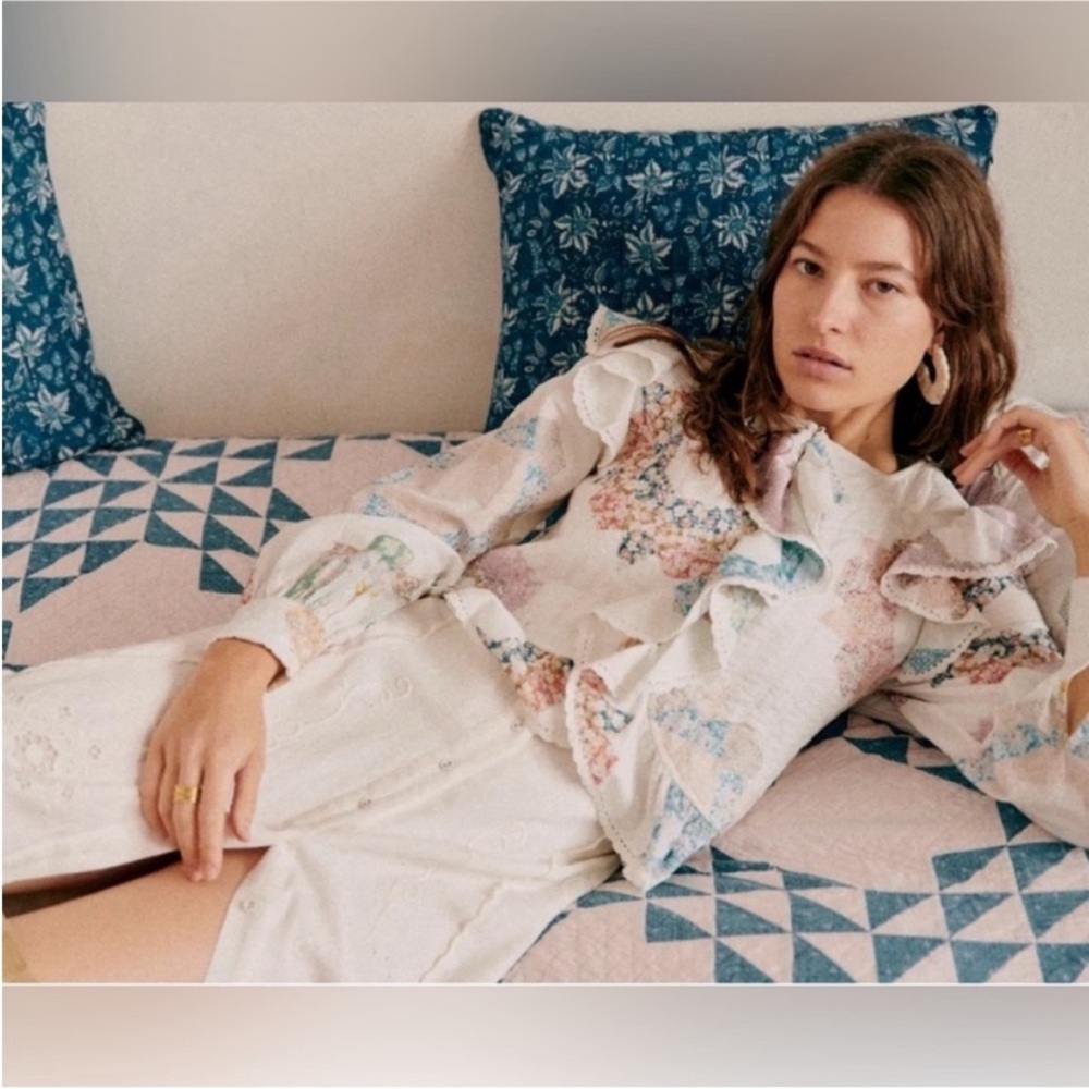 Sézane Axel blouse jacket X SEA NY Patchwork - Picture 3 of 7